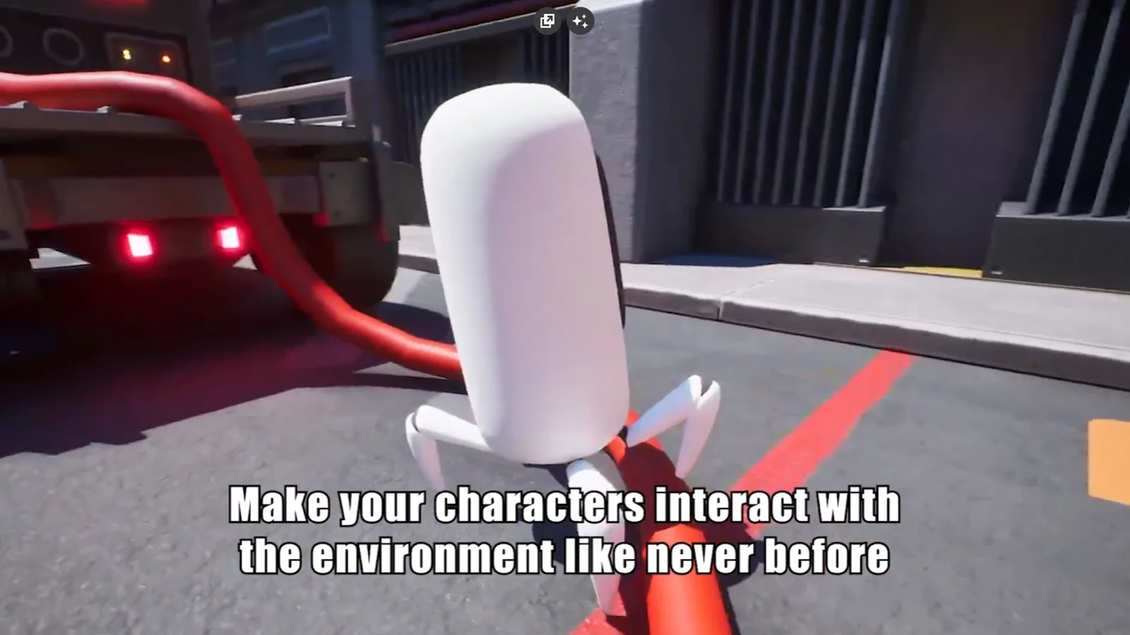ADAPTIK's legs positioned around a raised cable beside a vehicle